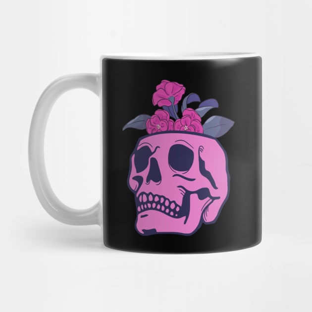 skull with flowers by purplecrowshub